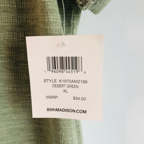 Lace Sleeve T Shirt XL Desert Green V Neck - Picture 4 of 7